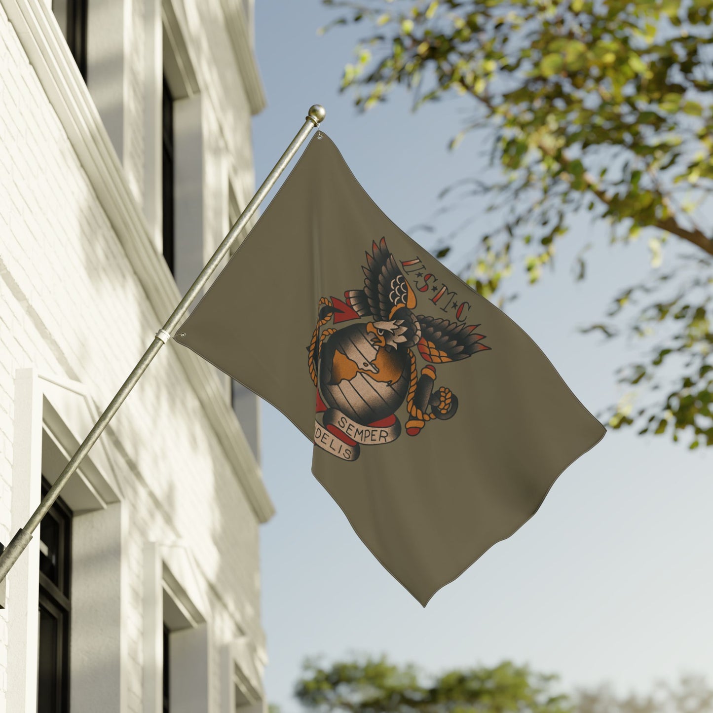 USMC Eagle Globe Anchor Double Sided Flag — Semper Fidelis Military Garden Banner