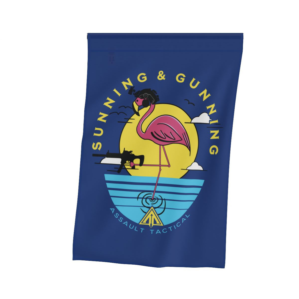 sunning and gunning flamingo flag