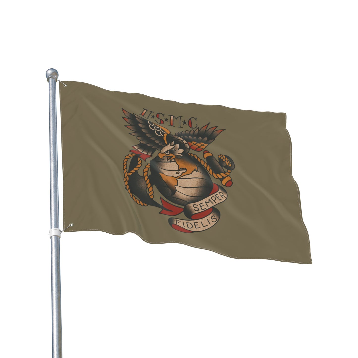 USMC Eagle Globe Anchor Double Sided Flag — Semper Fidelis Military Garden Banner