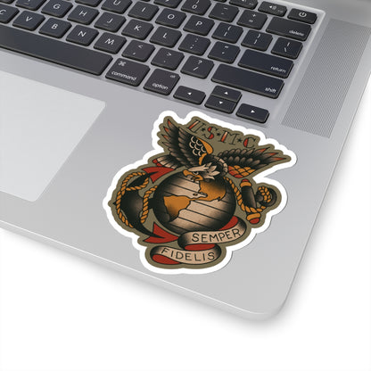 USMC Vintage Tattoo Sticker - Kiss-Cut Stickers