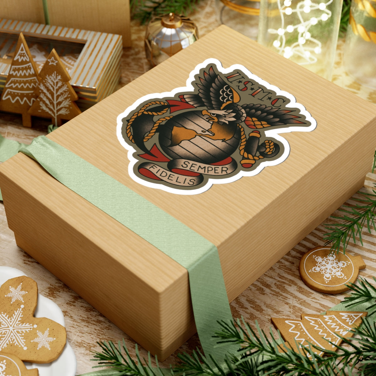 USMC Vintage Tattoo Sticker - Kiss-Cut Stickers