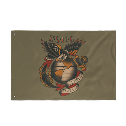 USMC Eagle Globe Anchor Double Sided Flag — Semper Fidelis Military Garden Banner