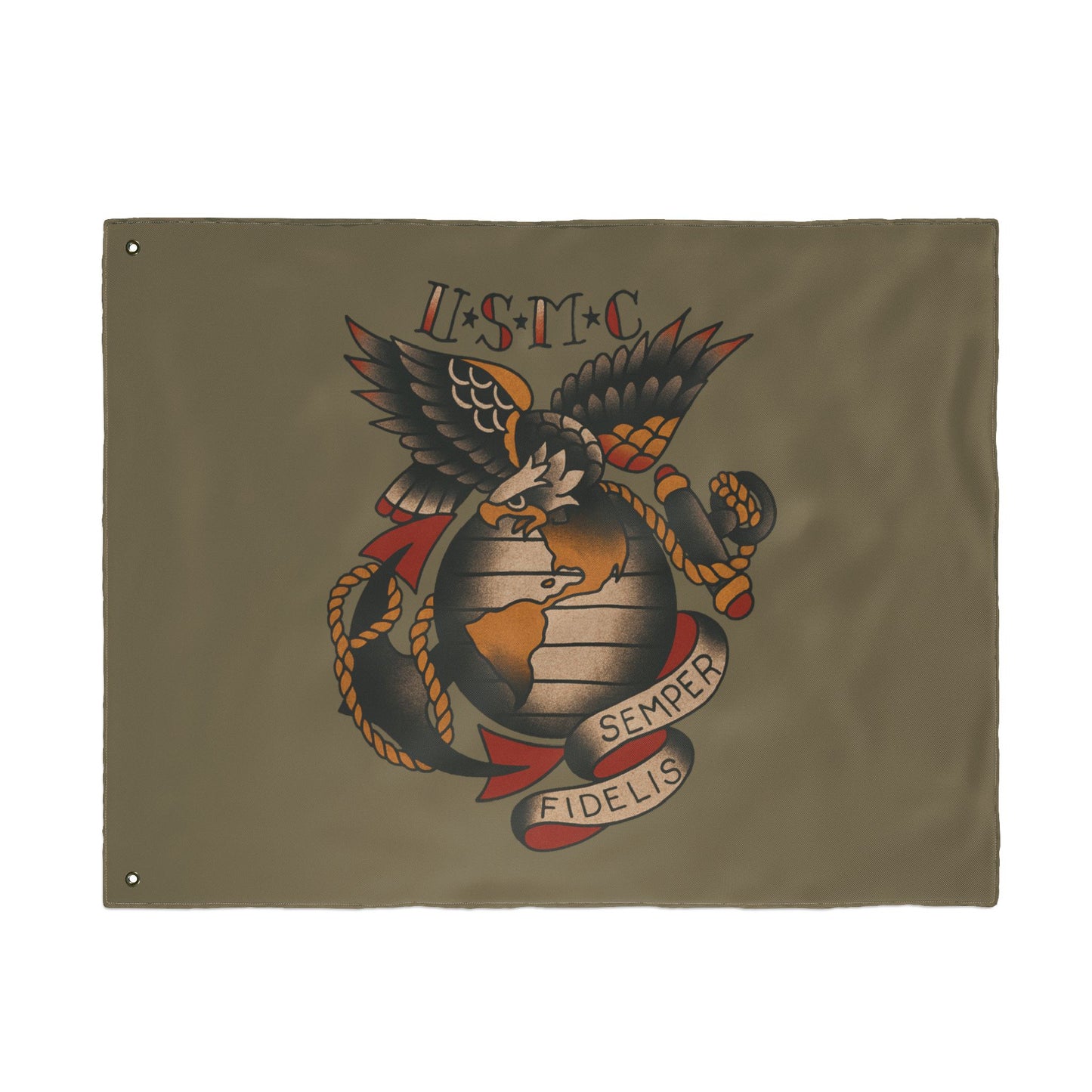 USMC Eagle Globe Anchor Double Sided Flag — Semper Fidelis Military Garden Banner