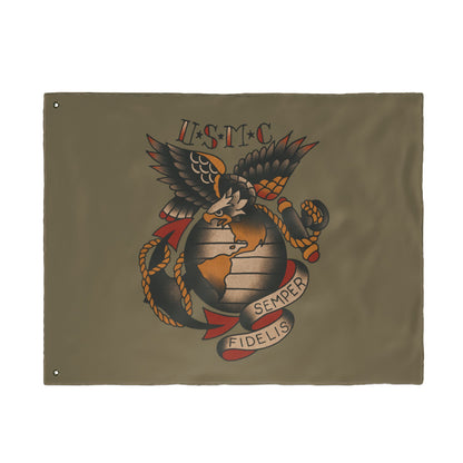 USMC Eagle Globe Anchor Double Sided Flag — Semper Fidelis Military Garden Banner