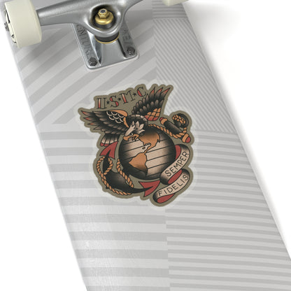USMC Vintage Tattoo Sticker - Kiss-Cut Stickers