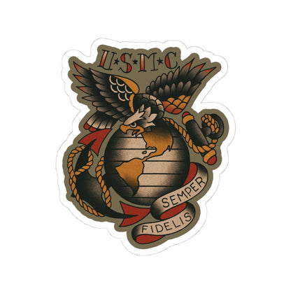 USMC Vintage Tattoo Sticker - Kiss-Cut Stickers
