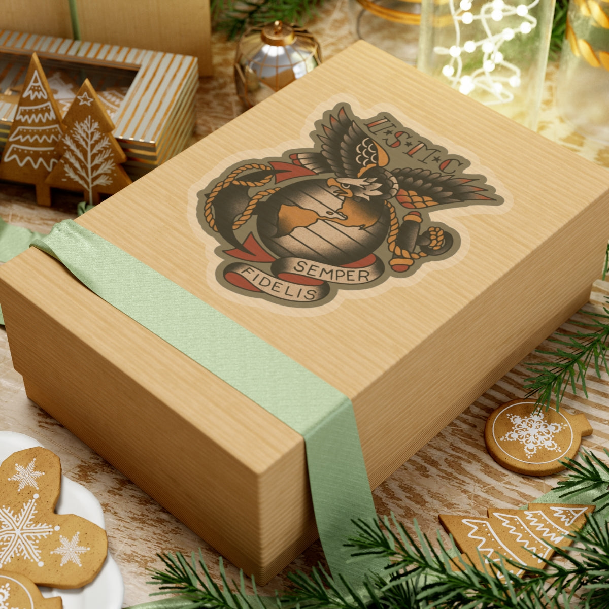 USMC Vintage Tattoo Sticker - Kiss-Cut Stickers