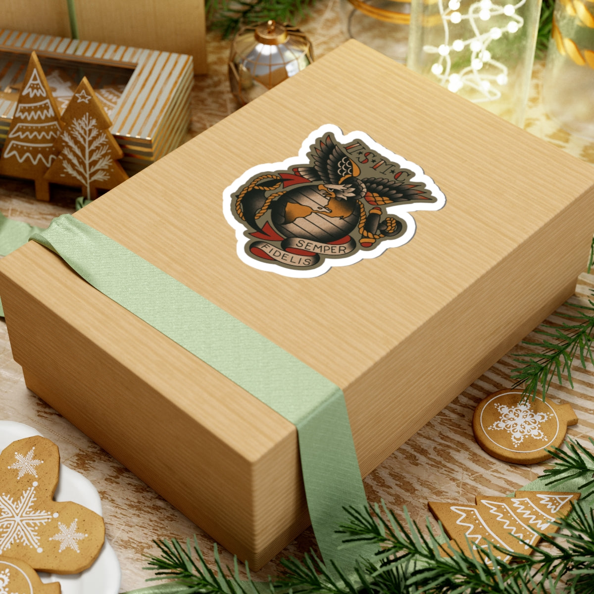 USMC Vintage Tattoo Sticker - Kiss-Cut Stickers