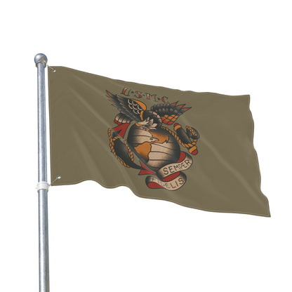 USMC Eagle Globe Anchor Double Sided Flag — Semper Fidelis Military Garden Banner