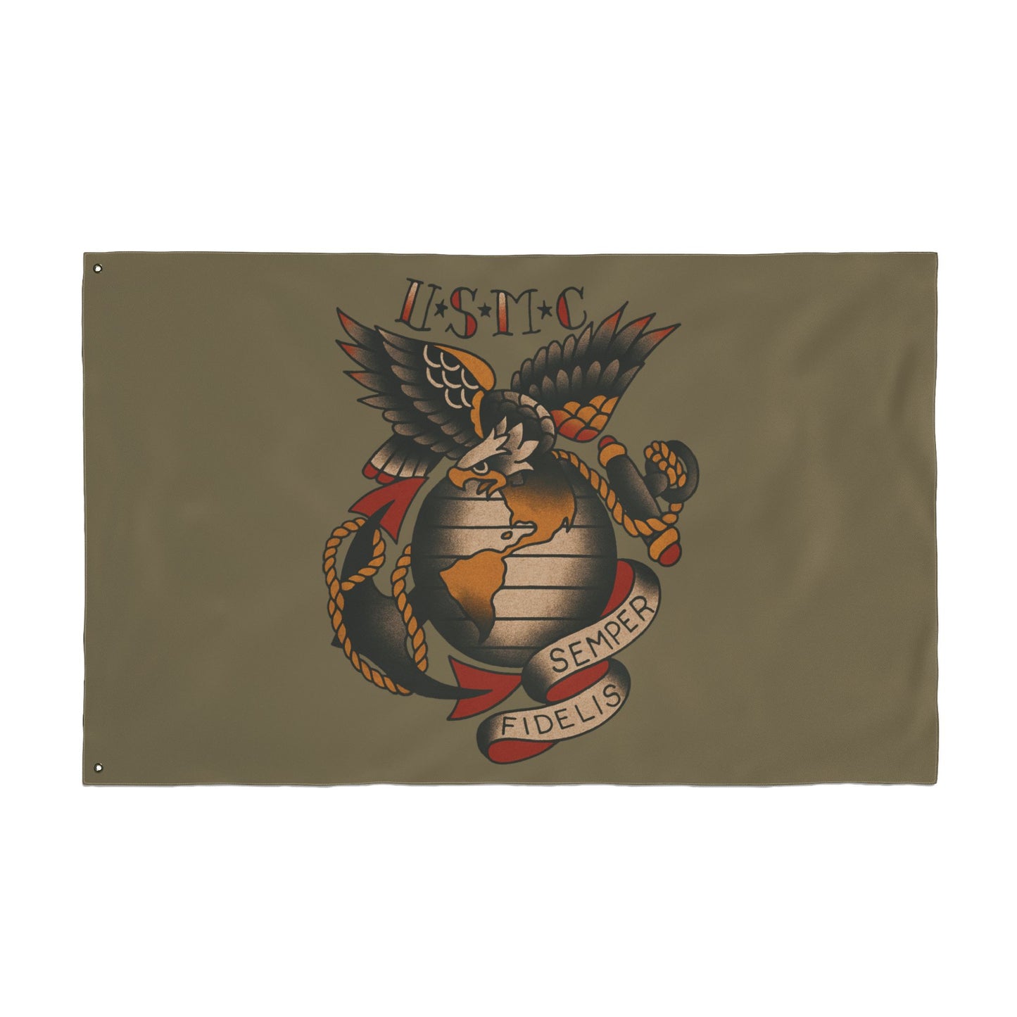 USMC Eagle Globe Anchor Double Sided Flag — Semper Fidelis Military Garden Banner