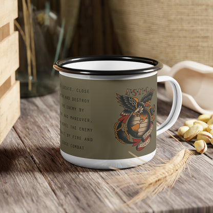 Enamel Mug - USMC Vintage Tattoo Enamel Mug