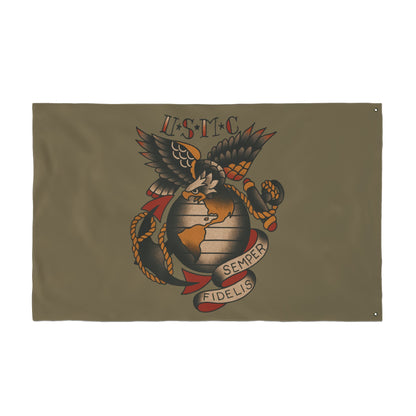 USMC Eagle Globe Anchor Double Sided Flag — Semper Fidelis Military Garden Banner