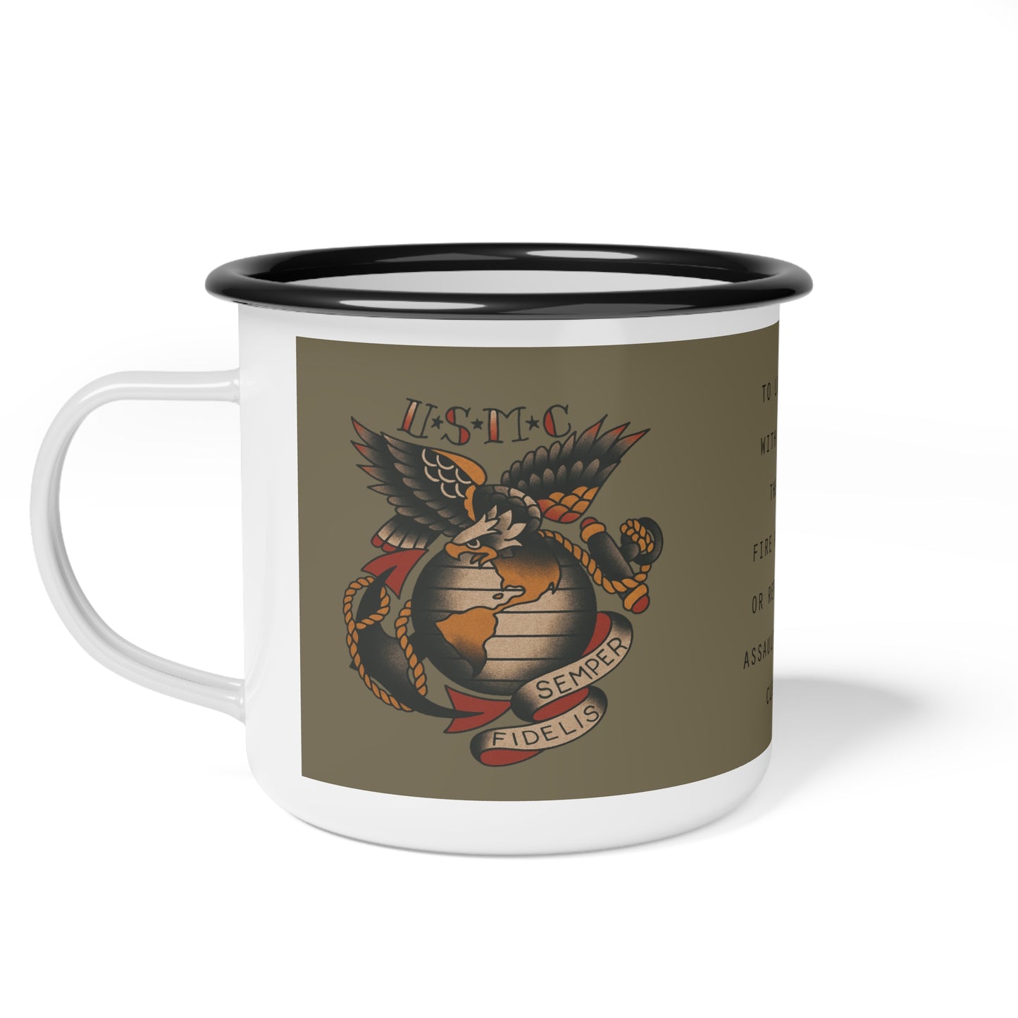 Enamel Mug - USMC Vintage Tattoo Enamel Mug