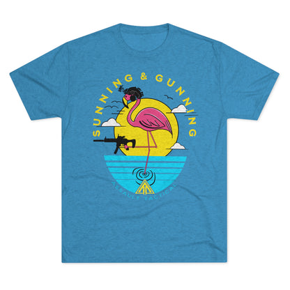 Sunning and Gunning tactical flamingo tee