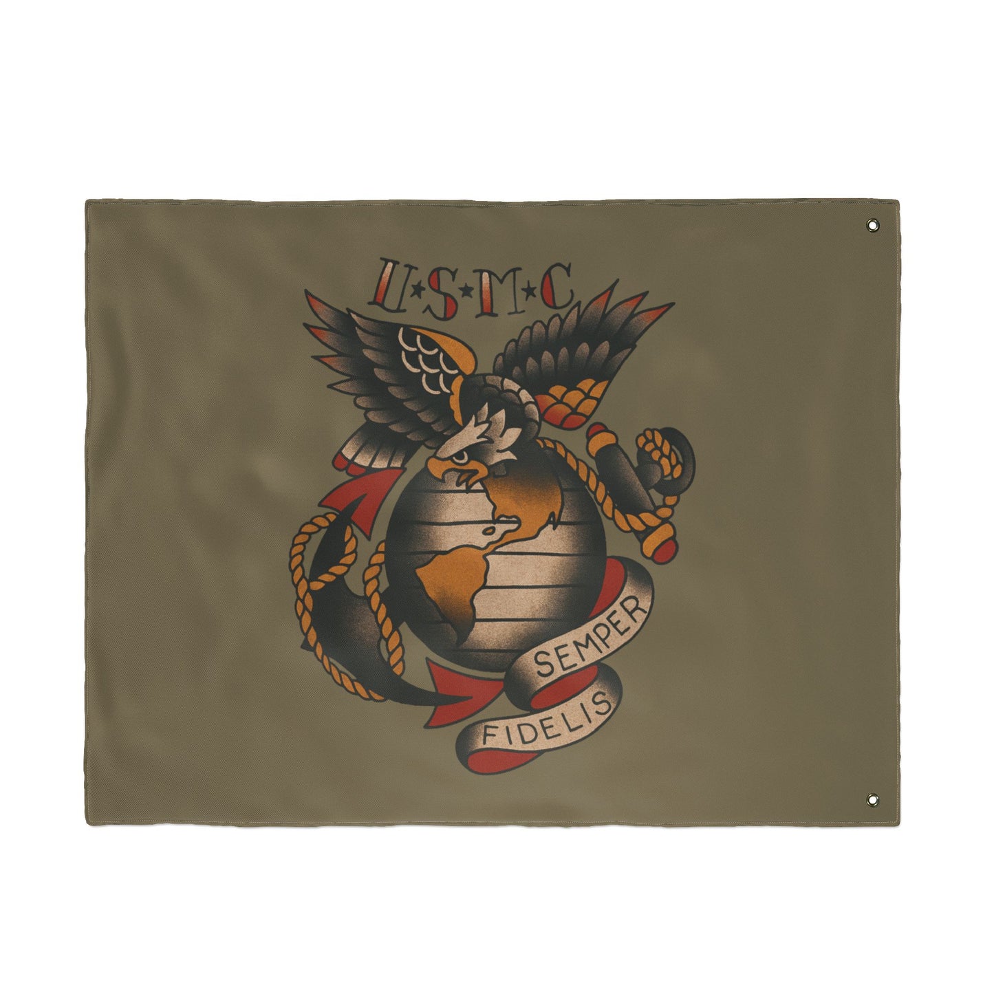 USMC Eagle Globe Anchor Double Sided Flag — Semper Fidelis Military Garden Banner
