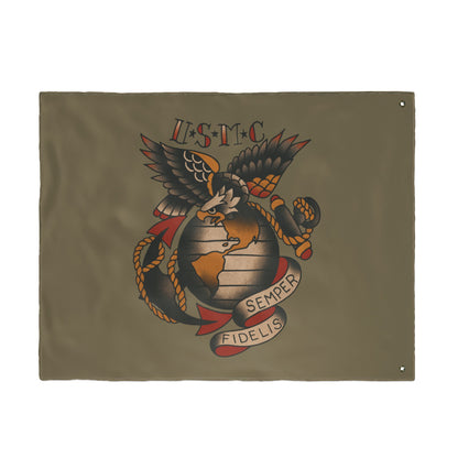 USMC Eagle Globe Anchor Double Sided Flag — Semper Fidelis Military Garden Banner