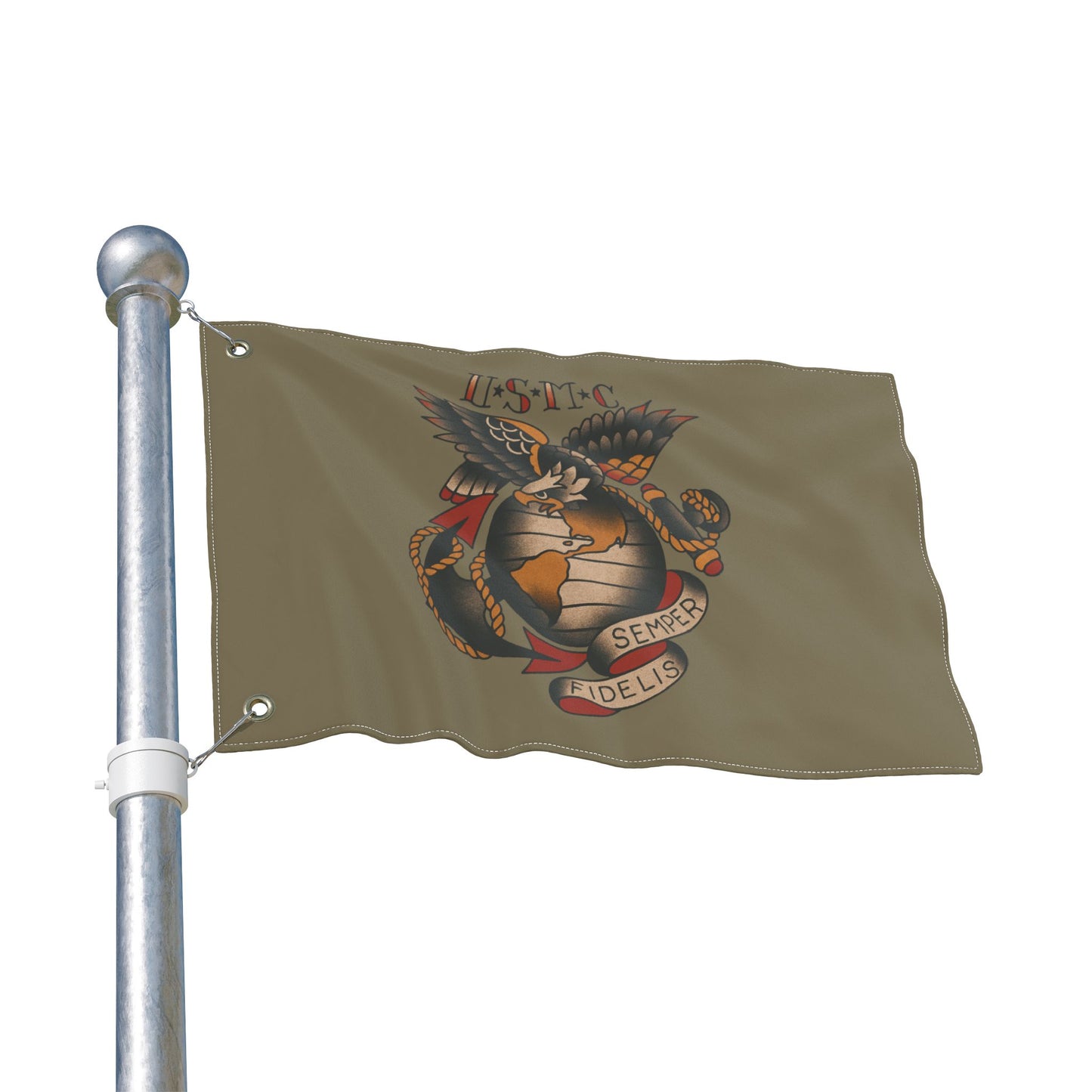 USMC Eagle Globe Anchor Double Sided Flag — Semper Fidelis Military Garden Banner
