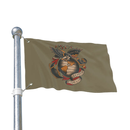 USMC Eagle Globe Anchor Double Sided Flag — Semper Fidelis Military Garden Banner