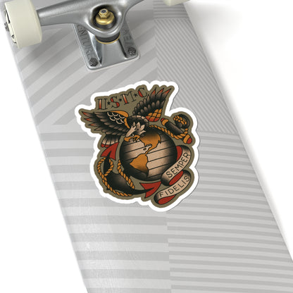 USMC Vintage Tattoo Sticker - Kiss-Cut Stickers