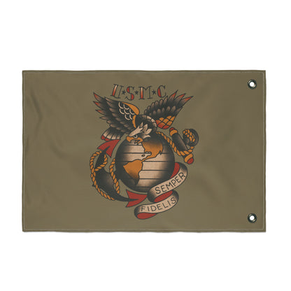 USMC Eagle Globe Anchor Double Sided Flag — Semper Fidelis Military Garden Banner