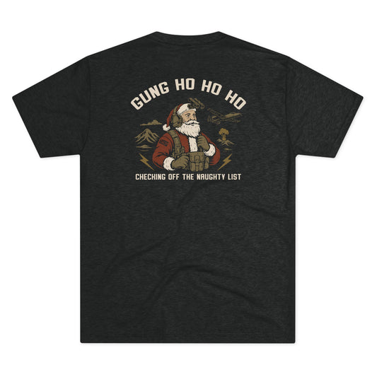 Tri-Blend Santa  GUNG HO HO HO  TACP Tee