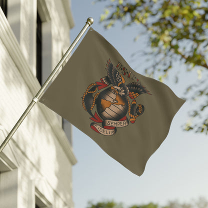 USMC Eagle Globe Anchor Double Sided Flag — Semper Fidelis Military Garden Banner