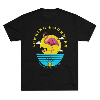 sunning and gunning flamingo Gun tee