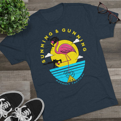 sunning and gunning flamingo Gun tee