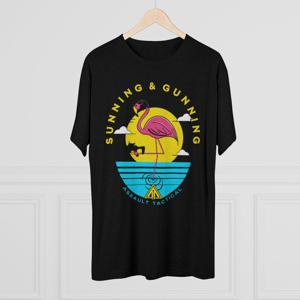 sunning and gunning flamingo Gun tee