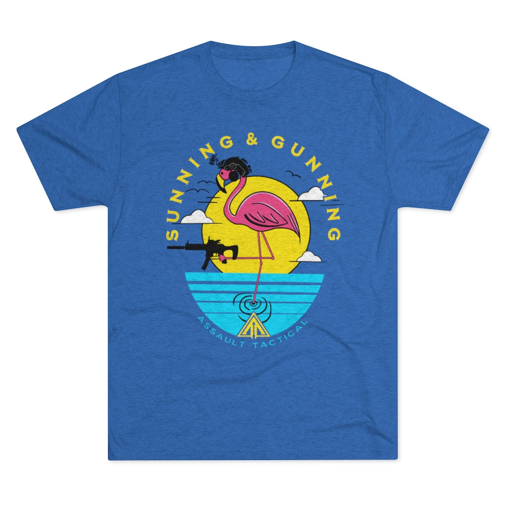 sunning and gunning flamingo Gun tee