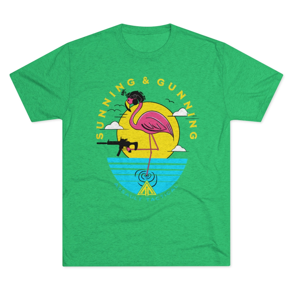 sunning and gunning flamingo Gun tee