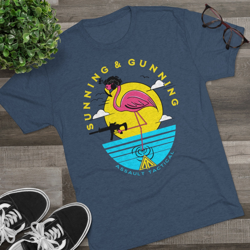 sunning and gunning flamingo Gun tee