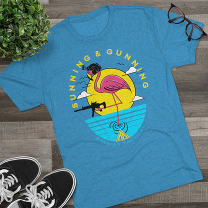 sunning and gunning flamingo Gun tee