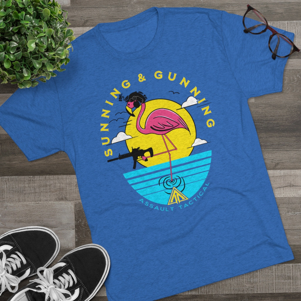 sunning and gunning flamingo Gun tee