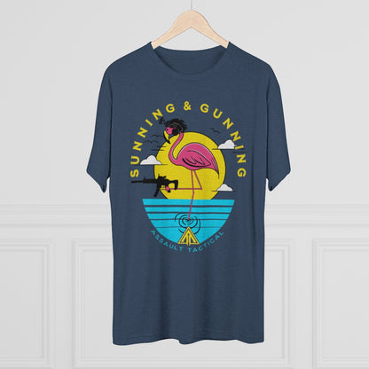 sunning and gunning flamingo Gun tee