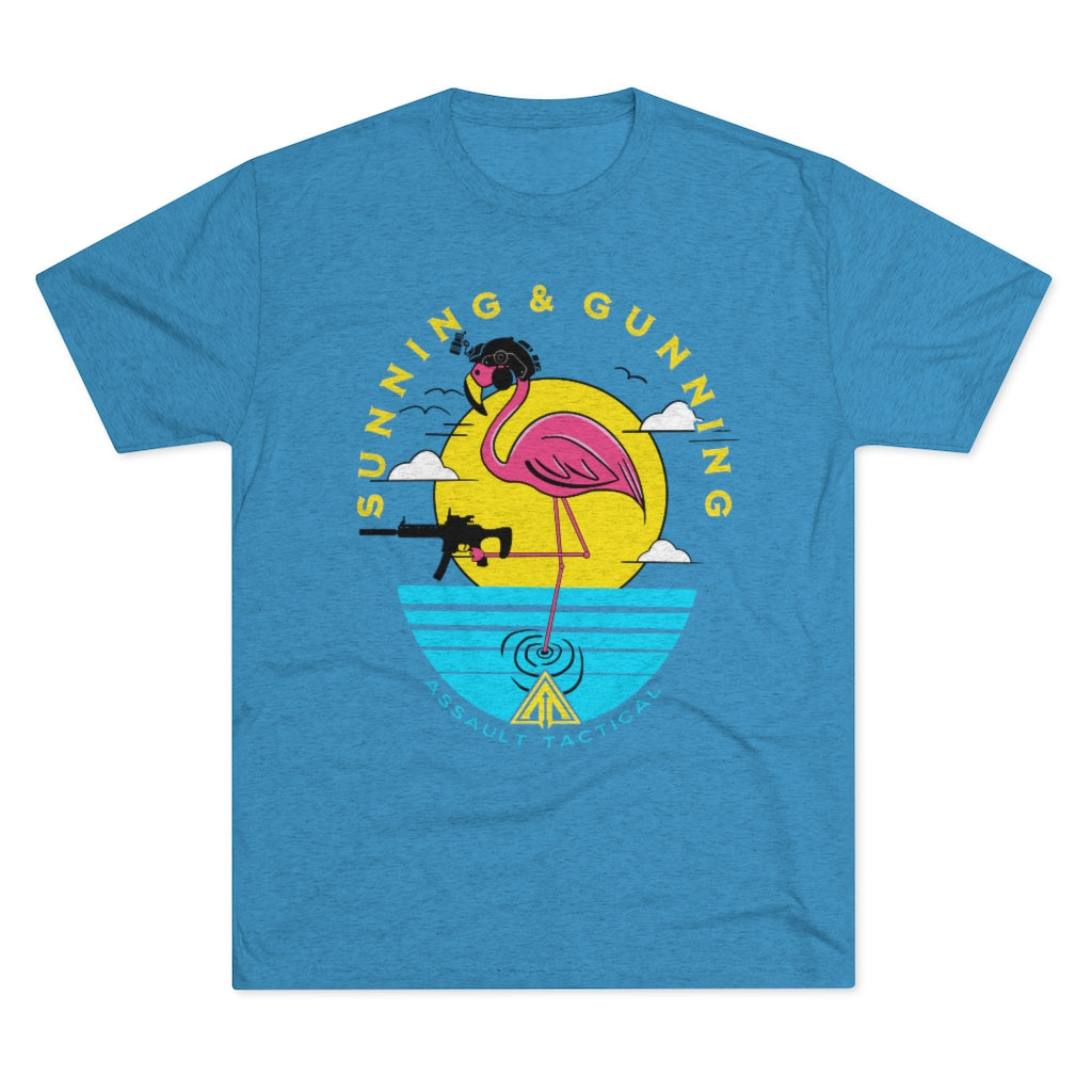 sunning and gunning flamingo Gun tee