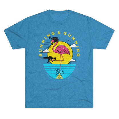 sunning and gunning flamingo Gun tee