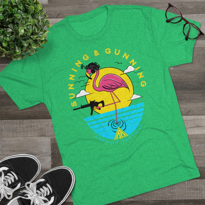 sunning and gunning flamingo Gun tee